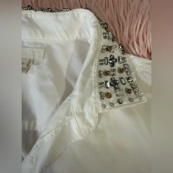 J. Crew Jewelled Collar Boy Blouse - Picture 5 of 12